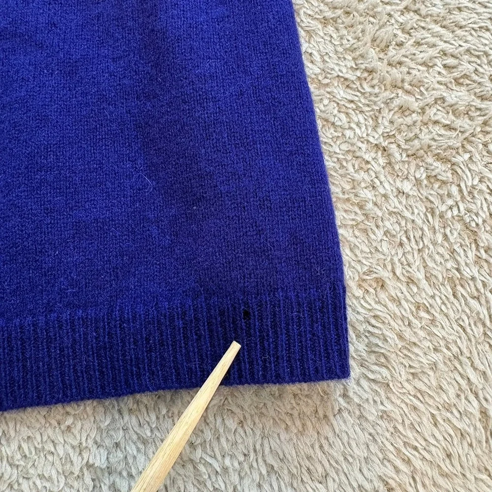 Neiman Marcus Cashmere Sweater Womens 2X Royal Blue V-Neck 3/4 Sleeve Pullover - Picture 10 of 13